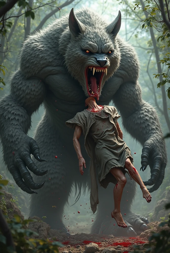 Big muscle wolf being fucked by small goblin