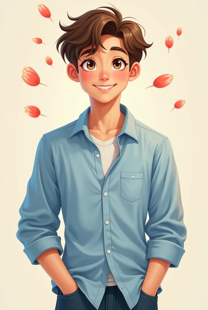 Young man suffering from love painted in watercolor 