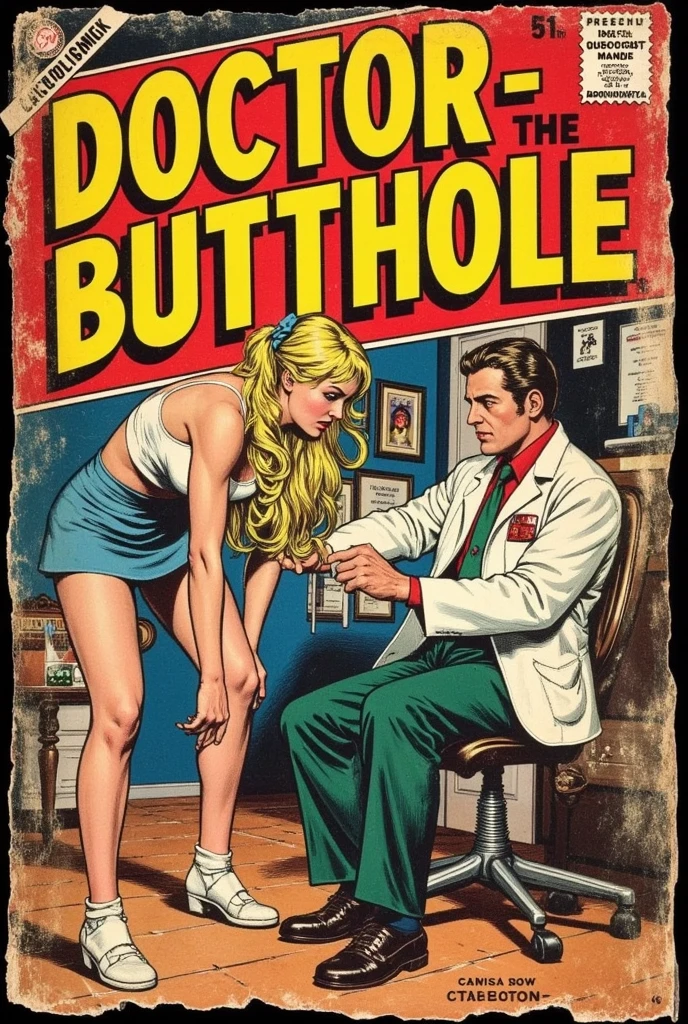 vintage art, A Cover of a Harlequin romance novel called ("Bussy - Boy Pussy"), depicting a nude 25 years old boy from behind sleeping in bed and his clothed father in a suit is slapping his ass, aerial view, boy (bussy:1) (gaped anus,:1.3) scrotum, large penis from behind, visible penis  vintage romance novel  <lora:bussy_male ass from behind_SDXL:0.23@0.2,0.73@0.2> <lora:wizards_vintage_romance:0.9>