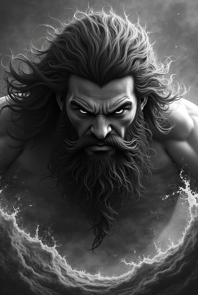 Sketch of Poseidon black and white tattoo sketch