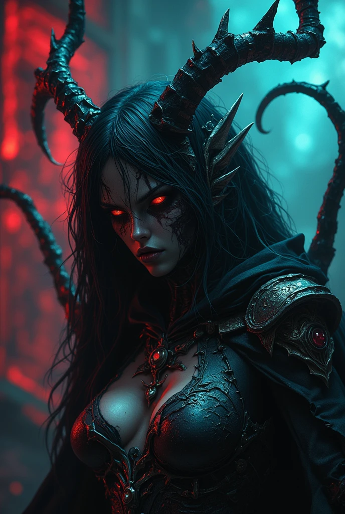 closeup portrait hdr horror otherworldly sensual, more intense dark. demon trance, open the portal through the eyes.