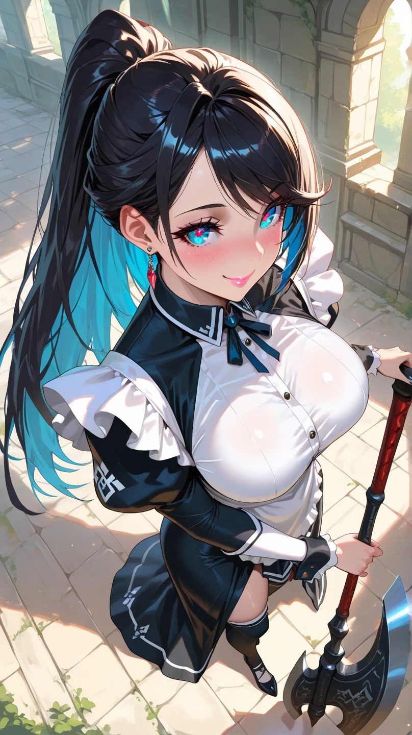 all intricate details: (realistic human, sarashi, haori, fingerless gloves, lift miniskirt holgada, gloves, japanese very short clothes, thighhighs, white thighhighs, pleated skirt, ponytail, chest sarashi, black gloves, hairband, cowboy shot, ribbon, wide sleeves, firm breats, medium breasts, slim build, black hairband, blue skirt, cleavage, green skirt, very lift miniskirt, long sleeves, covered nipples, hair ribbon, hair ornament, Quietly smiling, BLACK BACKGROUND, see vagina , very sexy pose, hot girl, she likes to show chichis nipples, buttock and vagina, hard sex pose, random hard sex angle, see vagina y tanga, golosa sexual, hetero, uncensored, nsfwrandom low back angle)