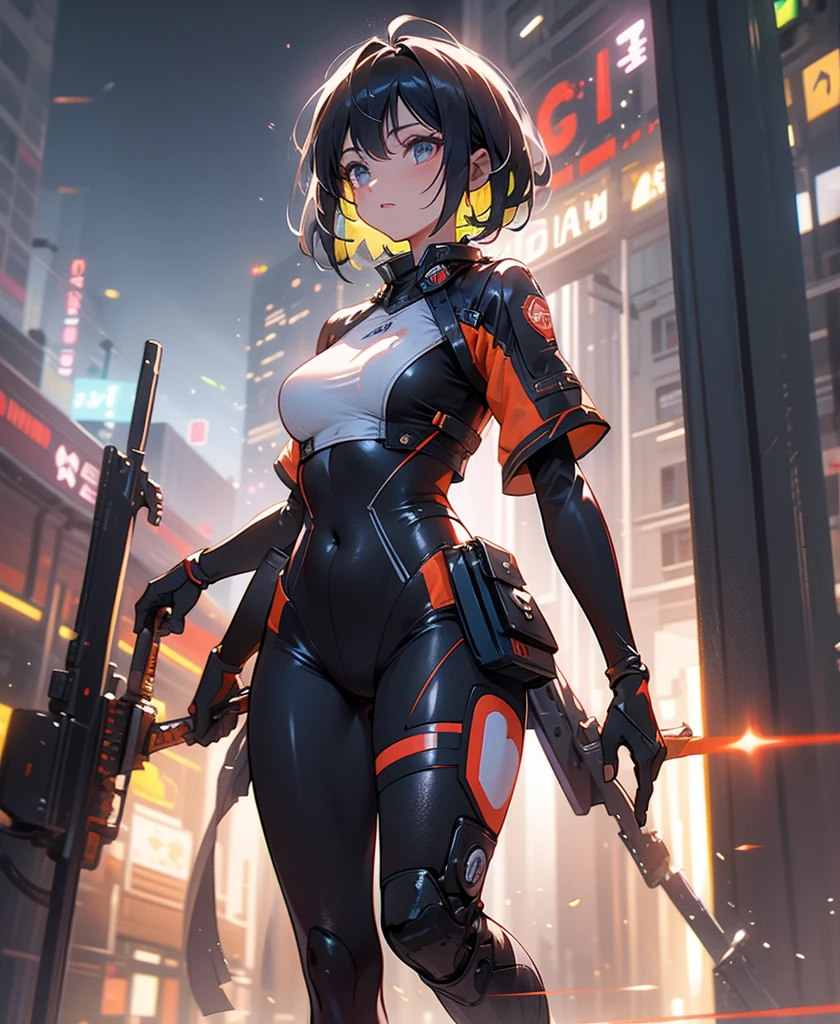 a beautiful woman cyborg warrior in the Style-RustMagic, cyberpunk augmentation, cyberware, Cyborg, carbon fibers, Chrome, Implants, metal skull, Cyber plate armor, (Dark atmosphere:1.2), (Heavy fog & Smoke), (Dark night:1.3), the scars, (dark medium length disheveled hair:1.1), (eye shadows:1.1), (beautifully detailed glow:1.2), (Cinematic lighting), intricately details, A high resolution, Rounded eyes, Detailed facial features, Sharp focus, smooth, Aesthetic, detailed dark industrial factory background, Stylish pose, Dynamic pose, (dramapaint), (OPT-6000:0.9)