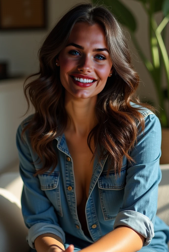 Lauren German dressed in 60s clothing smiling