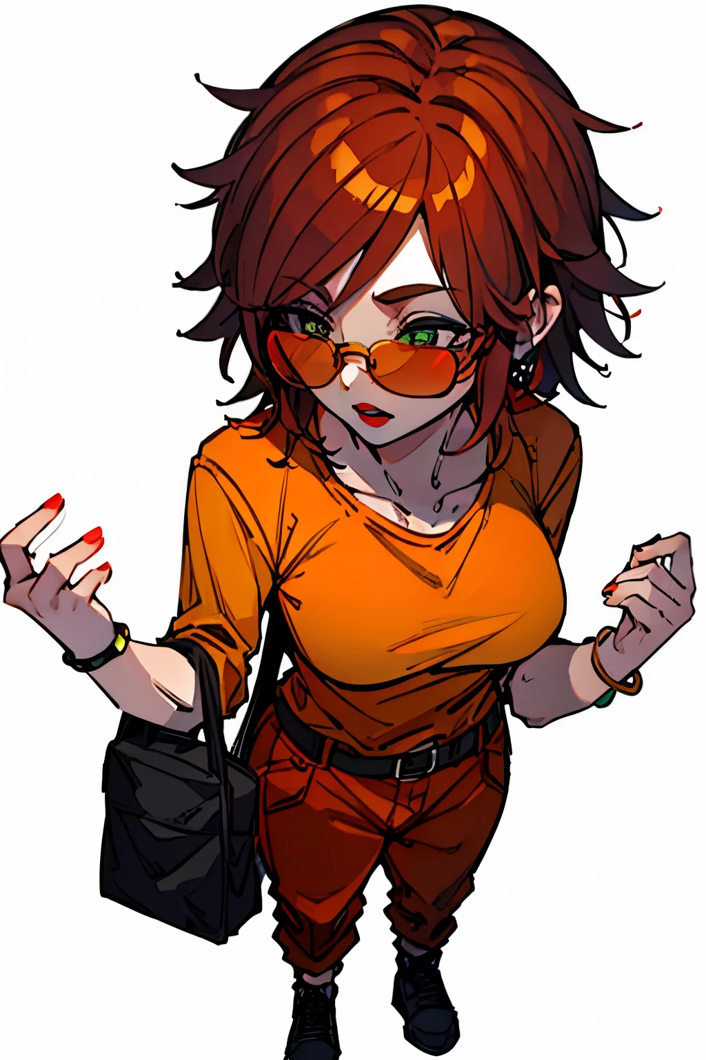 ((A girl dancing、Orange hoodie、Purple Panties、Red Hair)), scribble, nightmare, Doll-like face, Manga style, rough sketch, , (masterpiece), (High resolution), (Very delicate), (clear), Comic style illustration,(Horror elements), Japanese painting illustration, whole body,(snap shot),crazy illustration, antique, Dark atmosphere, Flat Illustration, Creepy Appearance, Characteristic hairstyle, creative accessories, Unique atmosphere、Cute Smile