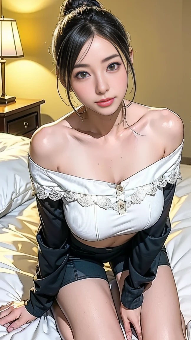 (masutepiece: 1.3), (max resolution: 1.2), (Ultra HDTV: 1.2), cinematric light, 8K resolution, Detailed eyes and skin, detailed facial features, , (Sharp Focus: 1.2), (Focus on Face:1.2),Perfect Style, Beautiful face, acurate, Anatomically correct, Highly detailed face and skin texture, Detailed eyes, Double eyelids, Thin eyebrows, Glitter Eyeliner: 1 Natural cheeks, Glossy skin, Fair skin: 1.2, (Glossy lips: 1.4),、 (Shy look: 1.2),Highly detailed facial and skin texture, Detailed eyes, Double eyelids, Natural cheeks, , shiny lips: 1.4,Exposed cleavage、(A large amount of sperm in the chest:1.4)(Large amount of sperm in the thighs:1.2)、 red blush、humiliated、impatience、dismay、Frightened、glares、Sexually arousal、Provocation、embarrassed from、Open knees、open one's legs、 White underwear、White bra、Shiny little earrings and necklaces、Disheveled clothes、Dressing、Exposed panties、Wearing sweat、sodden、Sheer underwear、Full body like、Stockings、 23 instars, Neat and clean woman 、Wavy Hair、 Semi-long hair, Big, upturned breasts, Bedroom、Sitting on the bed、White-silver hair、Green-gray eyes,(Navy blue maid clothes:1.5)、