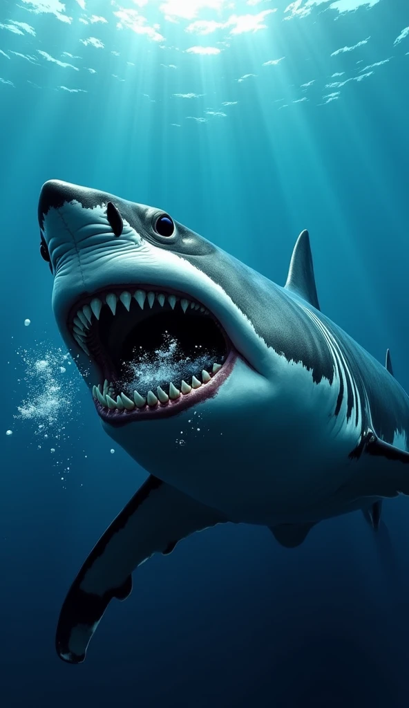 shark, teeth with blood