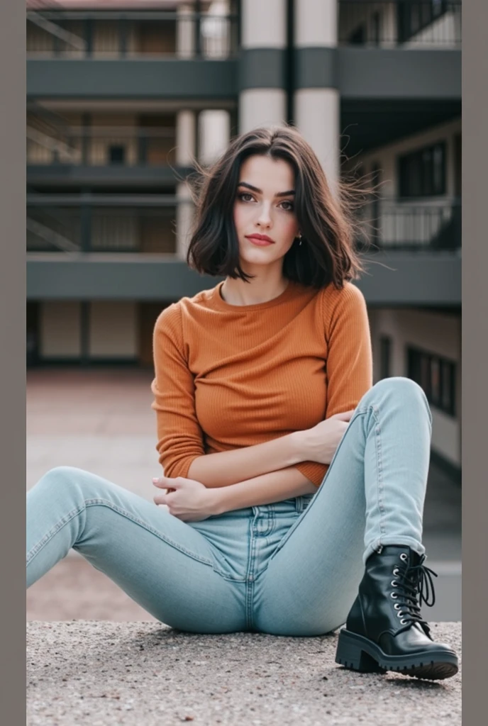 cinematic photo RAWphoto \(medium\), (emrata woman:1) \(subject\), in a (red crop sweater and jeans) \(clothing\), simple background, highres, best quality, full sharp, 4 k photography <lora:emrata_v2:1.0> . 35mm photograph, film, bokeh, professional, 4k, highly detailed
