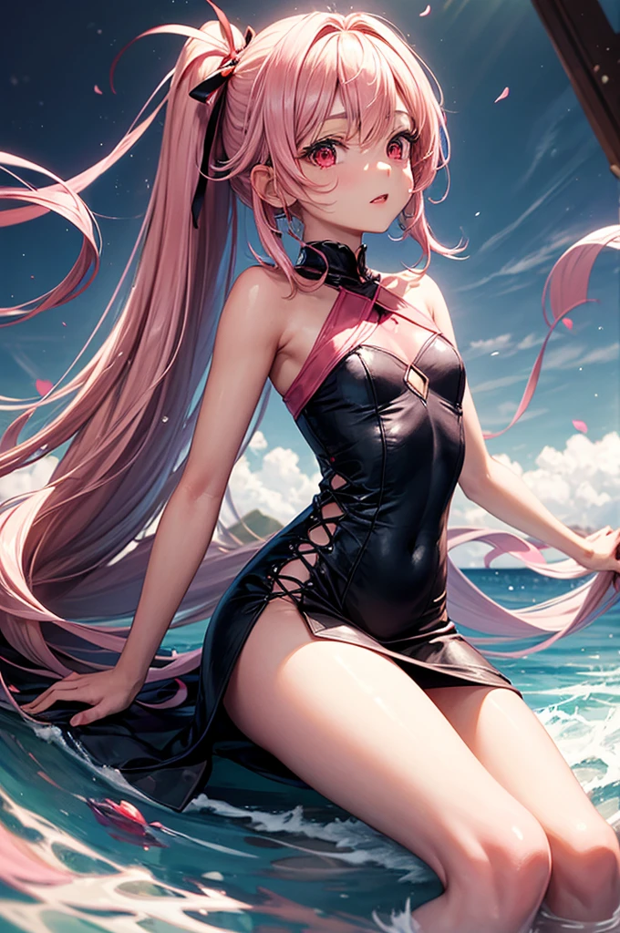 Rizu-kyun, ornament hair, vampire girl, perfectly body, perfectly hands, wave hair, red hair, long hair, green eyes, red swin suit, more details on her clothes, beach scene, red swin suit with black details, night, ornament hair, long hair, 1 girl, Looking at the audience, flowing hair, Beautiful Eyes, Plump and glossy lips, swin suit with too many frills, red swin suit, black laces, red biquini, red gem, Lace trim, luxury gold details, gold jewelry, more details, best quality, Big sparkling eyes, blushing, lace garter, bubbles, solo, centered girl, cowboy shot, perfectly body, perfectly hands, two arms, two legs, two hands, five fingers, perfect anatomy, glowing hair, red hibiscus, 1girl, beach scenery, solo, flowing hair, floating hair, ornament hair, perfectly body, perfectly hands, on the sea, sparkles, more details on her clothes, black details on her dress, holding a bubble tea, ((4k, masterpiece, top-quality)), 8k, best quality, high resolution, UHD, (illustration:0.8), super cute girl, delicate and beautiful face, mature girl, super cute hairstyle, (beautiful detailed eyes:1.6), extremely detailed face, perfect lighting, extremely detailed CG, (perfect hands, perfect anatomy), Best quality