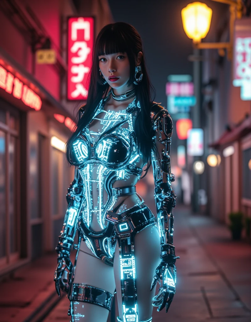 In a neon-lit metropolis of the future, where the lines between humanity and technology blur, envision the meticulous process of stable diffusion that transforms an ordinary girl into a stunning cyberpunk masterpiece. The diffusion process involves seamlessly integrating advanced cybernetic enhancements with organic elements, resulting in a harmonious synthesis of human and machine. Imagine the intricate details of this transformation, from the glowing circuitry that delicately weaves through her skin to the cybernetic eyes that shimmer with an otherworldly brilliance. Envision the vibrant interplay of neon colors, holographic tattoos, and augmented reality overlays that adorn her body, creating a mesmerizing tapestry of futuristic aesthetics. Capture the essence of her enhanced abilities, whether it's enhanced agility, neural connectivity, or cybernetic interfaces that empower her in the cyberpunk world. Explore the fusion of elegance and technology, and bring forth the image of a cyberpunk girl who not only navigates the urban dystopia with grace but also exudes a captivating allure that transcends the boundaries of the digital and organic realms.