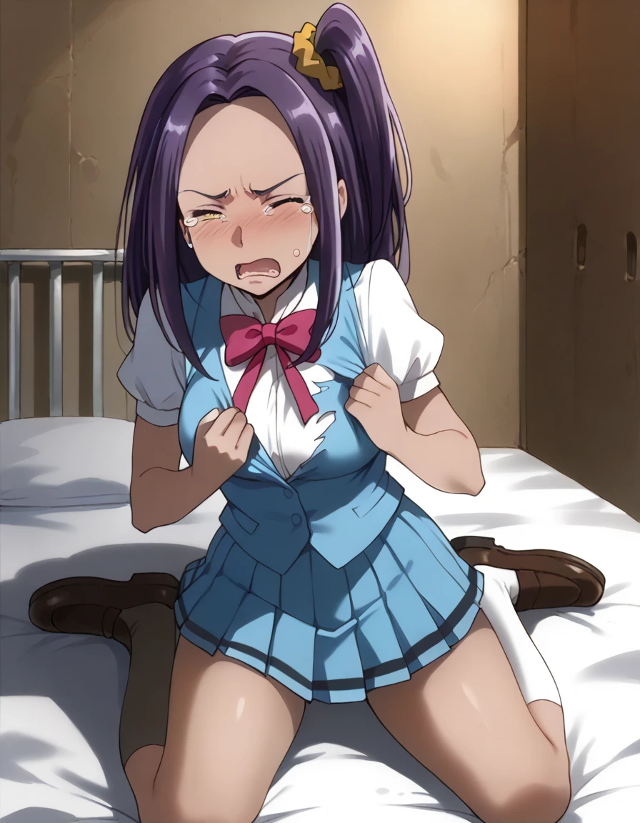 One Girl,furude rika,(masterpiece、Highest quality),Big eyes,Purple Eyes、Purple long hair、suspenders、Pleated skirt、Small breasts、Nipples、bangasterpiece, Highest quality) detailed, 北条鉄平にrapeされる少女、rape, Creampie 、Torn clotheale、(standing doggy Sex, dd, transformation, Standing on tiptoes, dd ,Sex , Sex) ,(((Orgasm Expression))),panic,Hollow Eyes、Are crying、Watery eye、Anxious expression,Open your mouth、 Drooling,Open your mouth,