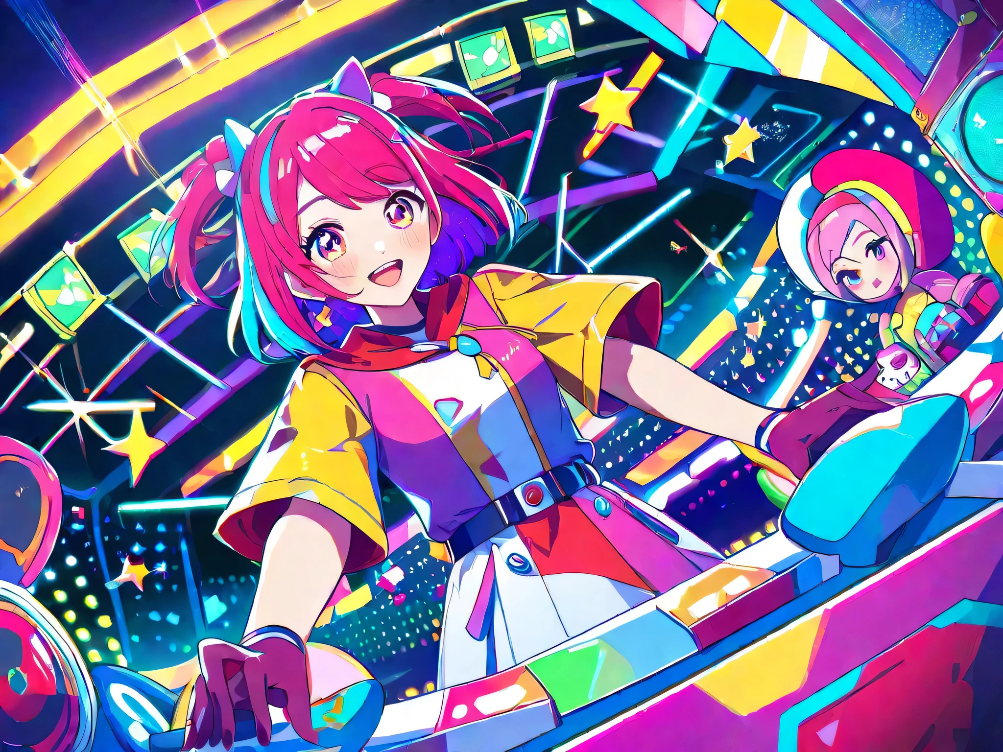 Anime girl kawaii sings and likes to be a DJ, cute, kawaii style