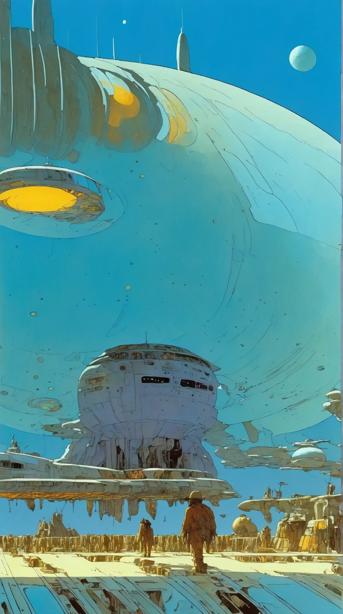 Moebius (Jean Giraud) Style - Inspirado en los intrigantes diseos de Moebius, A surreal landscape unfolds, Changes in shape and color that defy conventional logic, Where the rules of strategy and strategic thinking are the only guiding principles. Wide Angle SHot