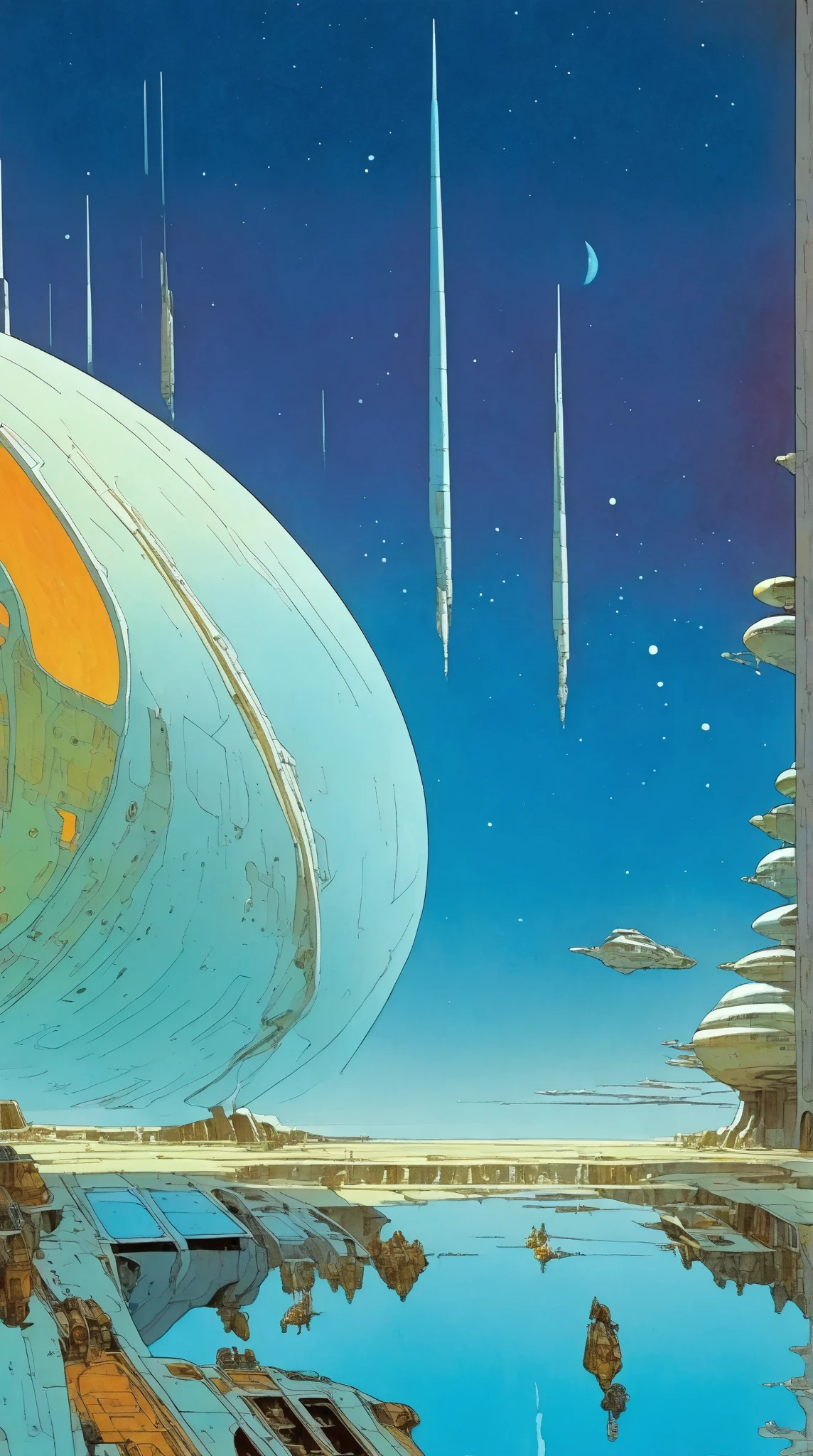 Moebius (Jean Giraud) Style - Inspirado en los intrigantes diseos de Moebius, A surreal landscape unfolds, Changes in shape and color that defy conventional logic, Where the rules of strategy and strategic thinking are the only guiding principles. Wide Angle SHot