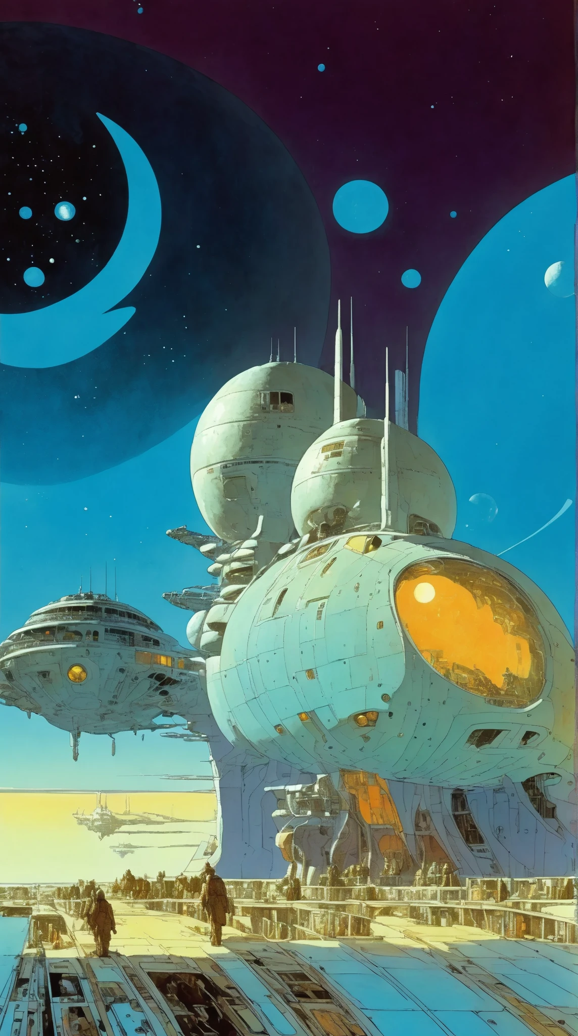 Moebius (Jean Giraud) Style - Inspirado en los intrigantes diseos de Moebius, A surreal landscape unfolds, Changes in shape and color that defy conventional logic, Where the rules of strategy and strategic thinking are the only guiding principles. Wide Angle SHot