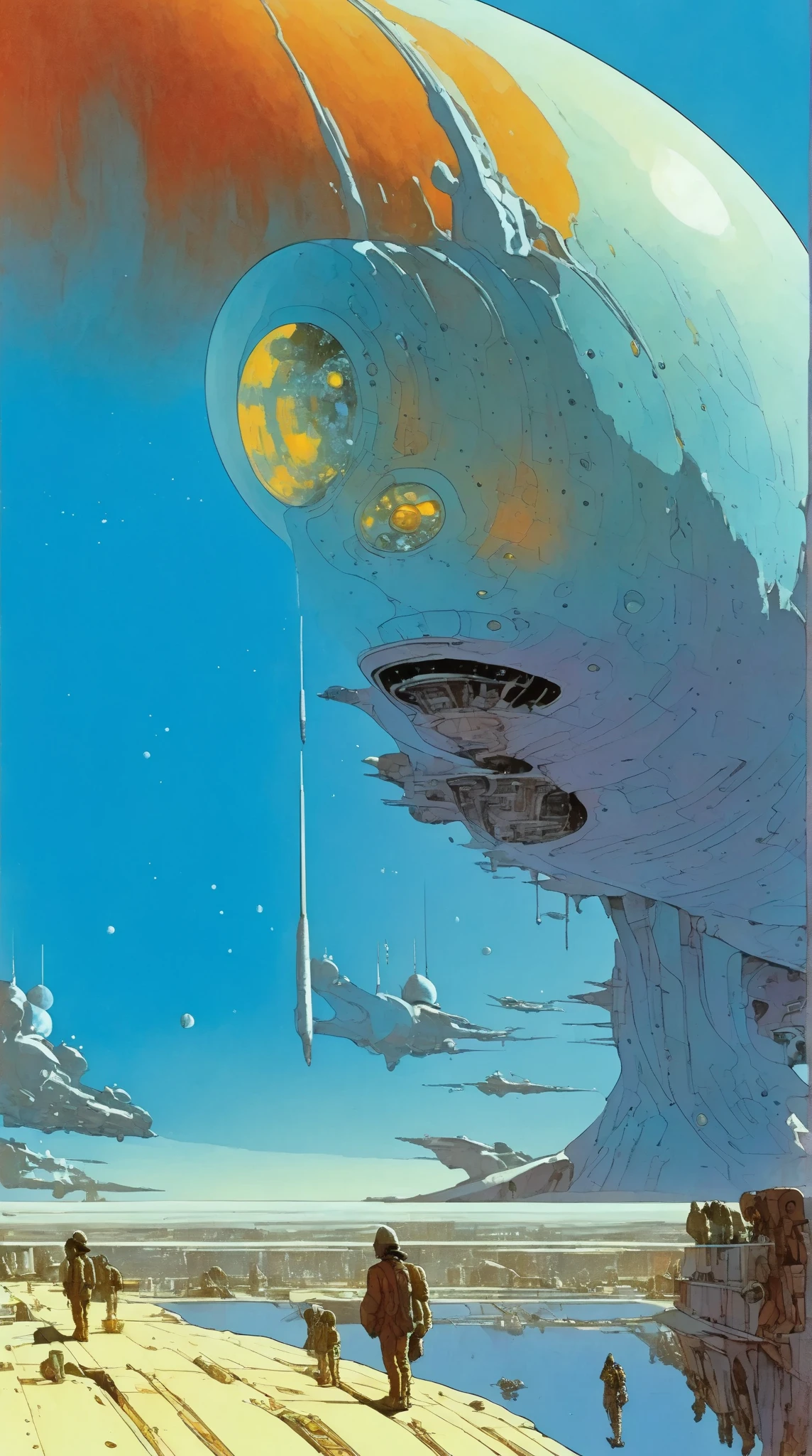 Moebius (Jean Giraud) Style - Inspirado en los intrigantes diseos de Moebius, A surreal landscape unfolds, Changes in shape and color that defy conventional logic, Where the rules of strategy and strategic thinking are the only guiding principles. Wide Angle SHot