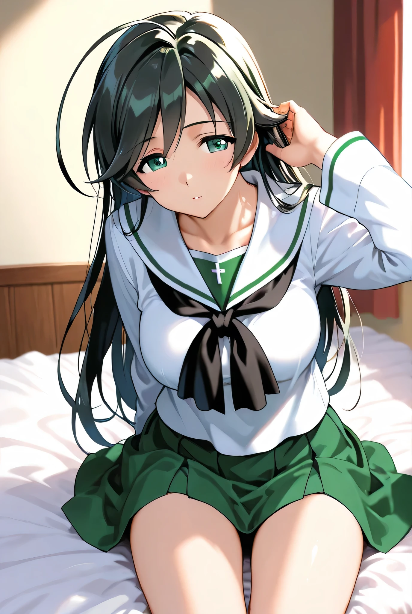 isuzu hana,ooarai school uniform,1girl,solo,