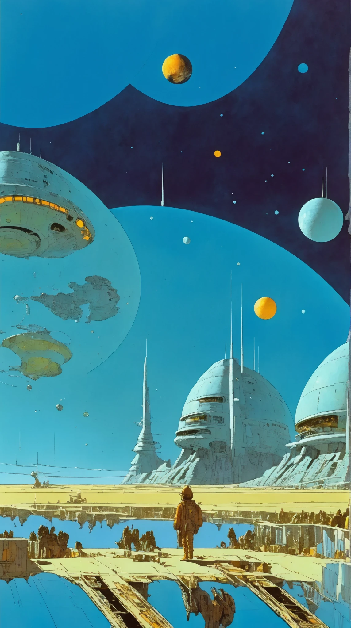 Moebius (Jean Giraud) Style - Inspirado en los intrigantes diseos de Moebius, A surreal landscape unfolds, Changes in shape and color that defy conventional logic, Where the rules of strategy and strategic thinking are the only guiding principles. Wide Angle SHot