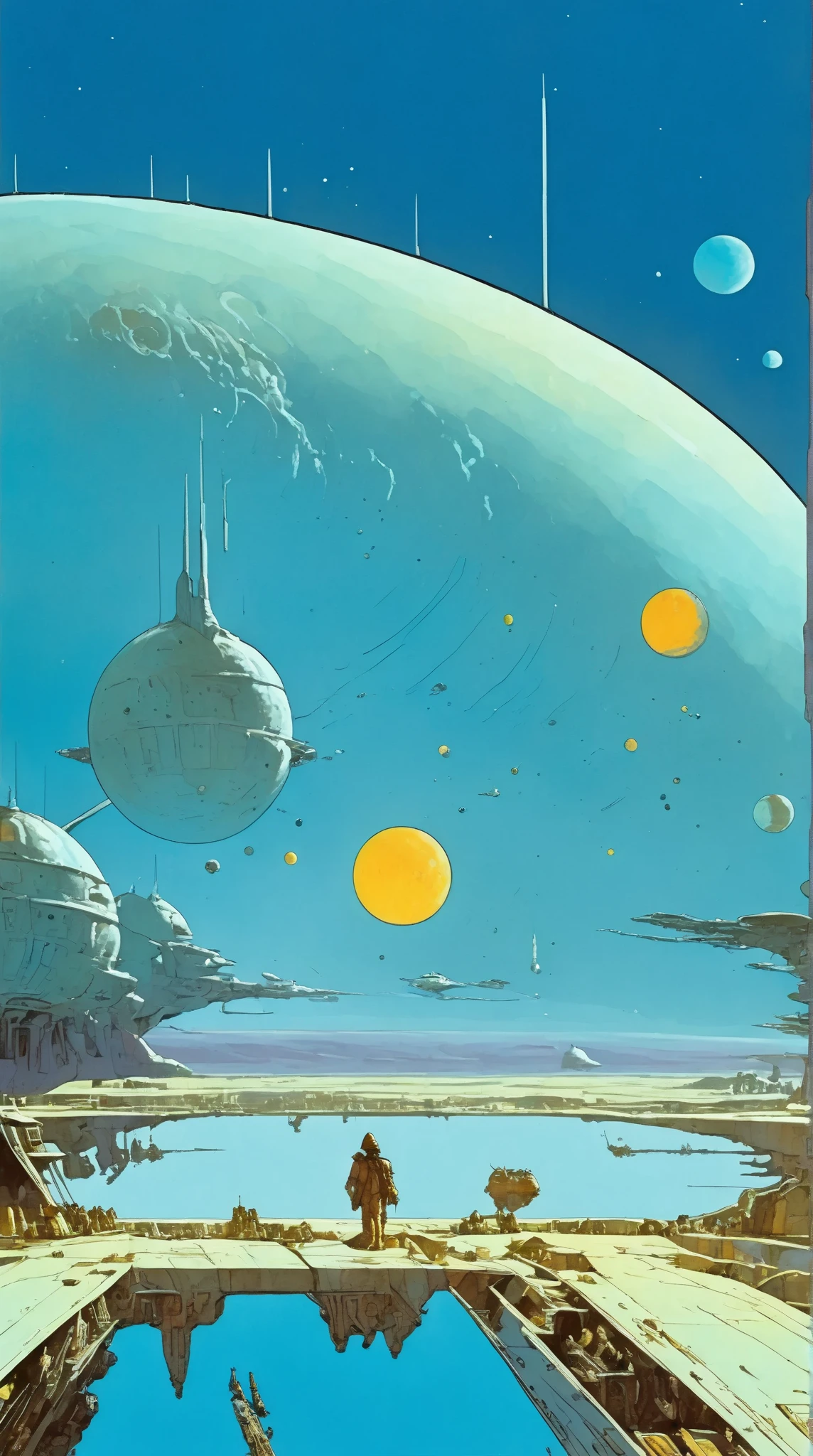 Moebius (Jean Giraud) Style - Inspirado en los intrigantes diseos de Moebius, A surreal landscape unfolds, Changes in shape and color that defy conventional logic, Where the rules of strategy and strategic thinking are the only guiding principles. Wide Angle SHot