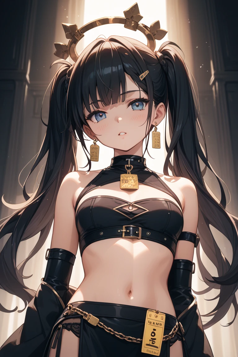 small girl, long brown hair, sad crying face, half mechanical face mechanical jaw, cyborg arm, cyborg leg, body connected to machines, power wires, blue light , nun's , bra , hands praying .