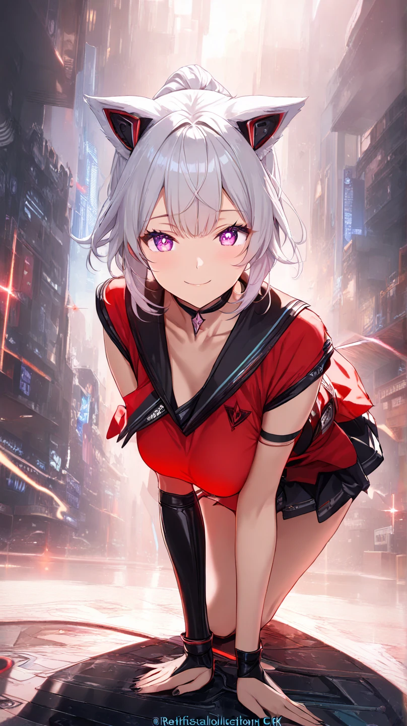 ((best quality)), ((masterpiece)), (detailed), perfect face, female, Ada Wong hair, green eyes, fair skin, chiseled face, Japanese, sneering, leather jacket, skin-tight black pants, black heeled boots, Tokyo city, night
