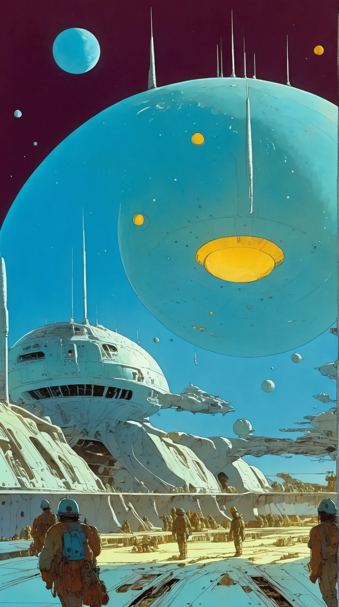 Moebius (Jean Giraud) Style - Inspirado en los intrigantes diseos de Moebius, A surreal landscape unfolds, Changes in shape and color that defy conventional logic, Where the rules of strategy and strategic thinking are the only guiding principles. Wide Angle SHot