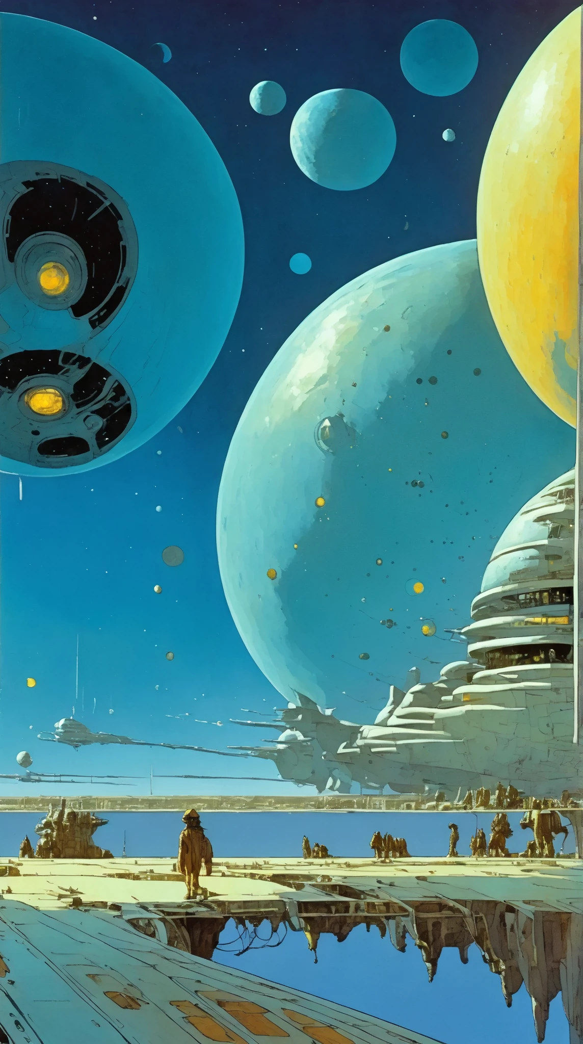 Moebius (Jean Giraud) Style - Inspirado en los intrigantes diseos de Moebius, A surreal landscape unfolds, Changes in shape and color that defy conventional logic, Where the rules of strategy and strategic thinking are the only guiding principles. Wide Angle SHot