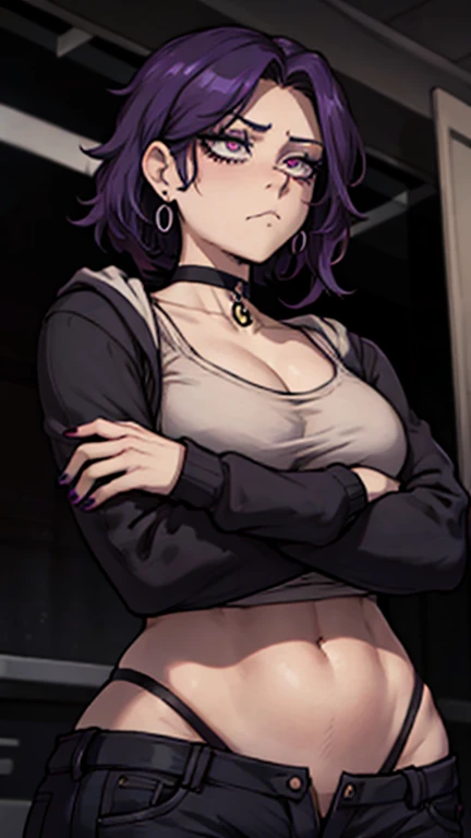2heads, a very short chubby woman with 2 heads. She has enormous breasts. She is wearing a baggy hoodie and jean shorts. She has a pouty expression. Her breasts are massive. She is blushing. Enormous boobs. Her outfit is colorful. She is very short. Gigantic breasts.