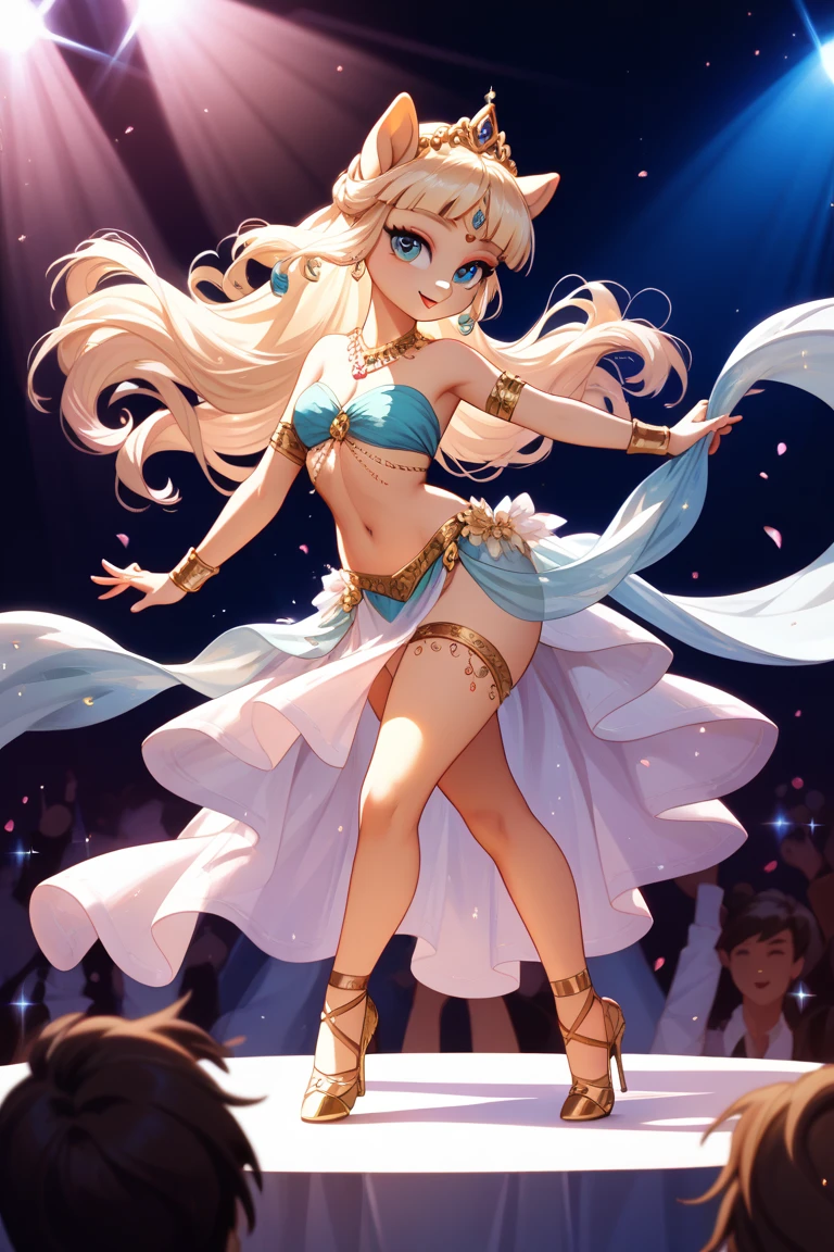 1boy, feminine and girly, trap, twink, leaning forward, background, blush, belly dancer outfit, big butt, belly dancer, innocent and cute boy, the boy is about 11 years old, butt, small bulge, dancing, arabic harem, see-through silk, gold jewelry,