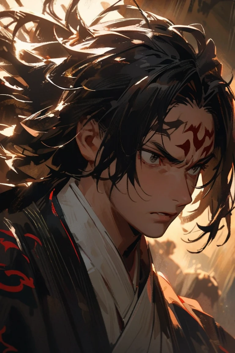 Anime people with mohawks and tattoos on their heads, handsome guy in demon killer art, Handsome anime pose, Anime handsome man, detailed anime character art, male anime character, Male anime style, akehiko inoue and ross tran, anime tribal boy with long hair, young anime man, Guviz-style artwork, Kawasi, handsome japanese demon boy