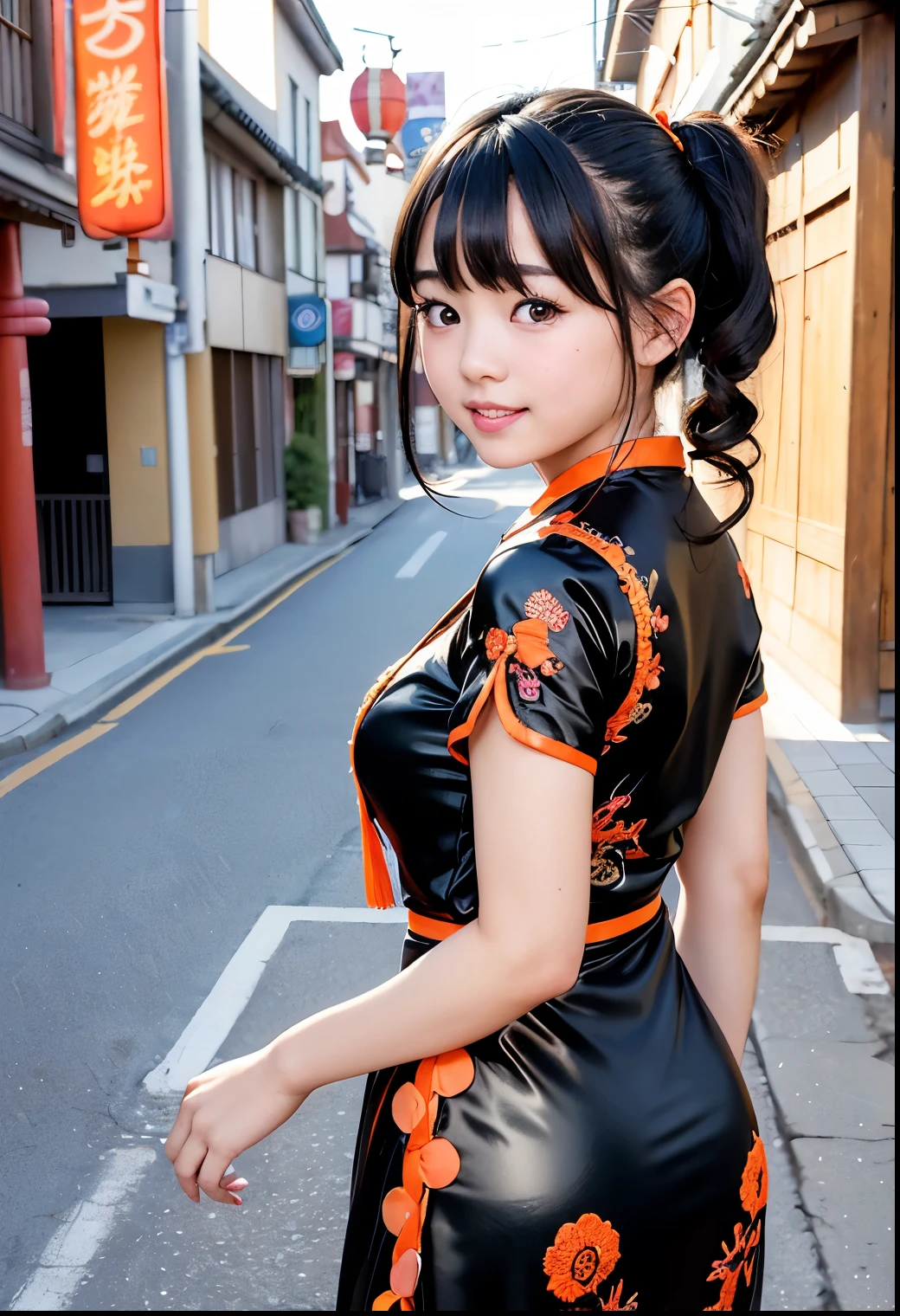 (8K、Raw photography、Highest quality、masterpiece:1.2),(Black Hair、Dark Eyes:1.9),(Red Chinese Dress:1.4)、View your audience,Front view,White skin,(Twin tails:1.3)、(Tight waist:1.6)、(Clothes that accentuate the shape of the breasts:1.0)、(Big Breasts :1.3)、Slim figure、Ultra-high resolution,beautiful,beautiful fece,(One person、No background:1.9),whole bodyボディー,Japanese women,(reality的:1.37)、Photon Mapping,reality、(Baby-faced and cute: 1.4)、(Cute Smile: 1.8)、(Round face: 1.8)、Radio City、Physically Based Rendering、Depth of field rally background、photograph, (I can see your knees、Thigh close-up:1.8),(:1.6),whole body、Great quality