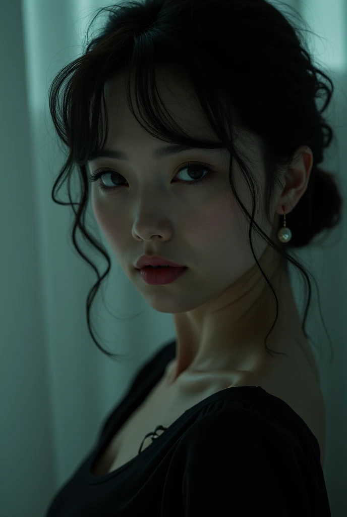 ((top quality, 8k, masterpiece: 1.3)), women (full body portrait, front, babydoll wearing, wet clothes, big breasts, cleavage),sea rocks, climbing pose, activewear, overhead camera, sharp focus: 1.2, cute women: 1.4, (((hairstyle random)), wet hair, very detailed face and skin and hair texture, detailed eyes, double eyelids, white skin, beautiful delicate nose, Cute young Japan woman, 28 years old, at a dynamic angle, is pleasing to the eye and suggestive composition, emphasizing the subject's hair, eyes, mouth and action, while exuding melancholy emotions characterized by a contrasting mix of muted tones and light and shadow,