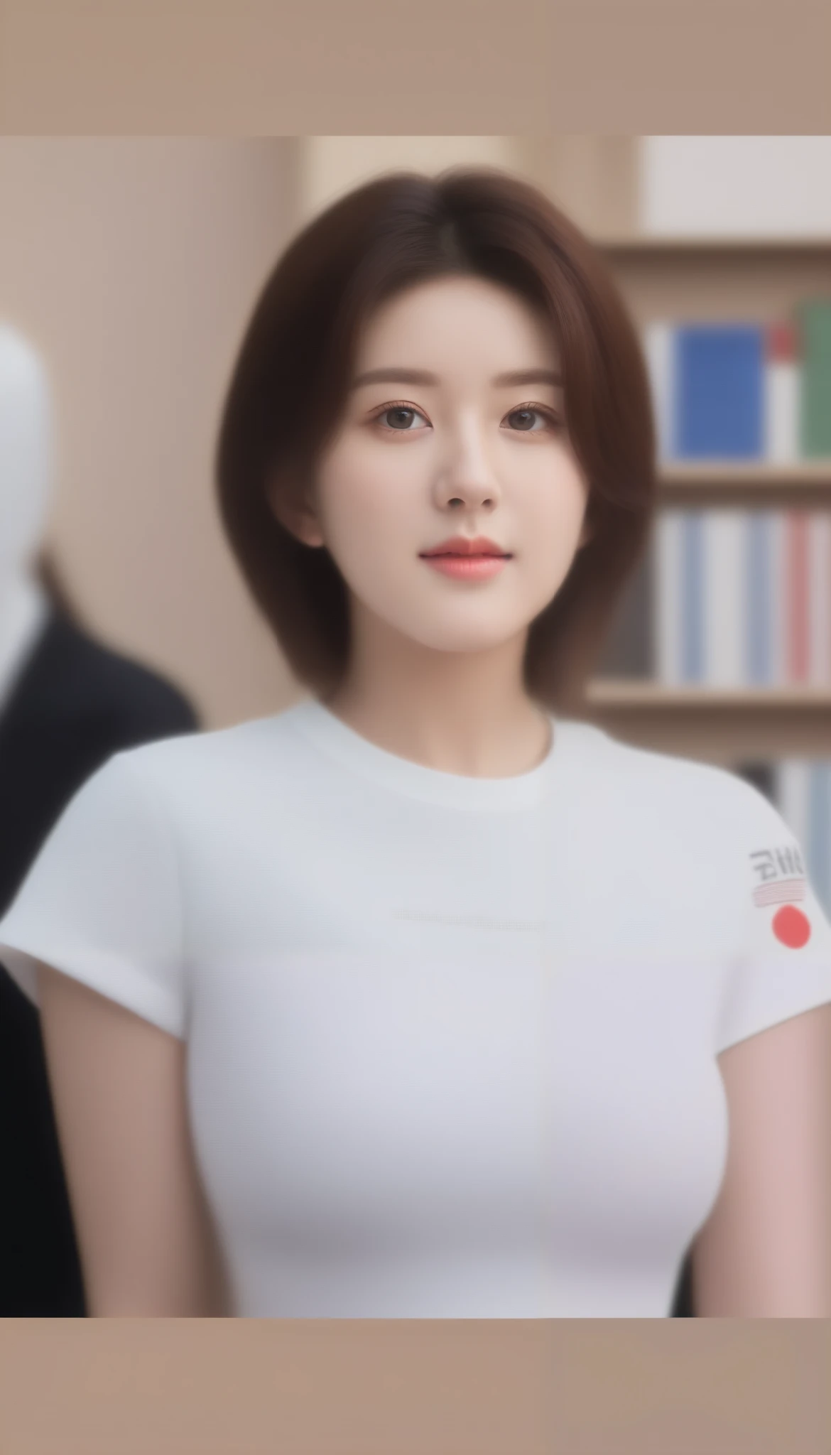 8k, Ultra-high resolution, Highest quality, masterpiece, using the rule of thirds,surreal, photograph, 1 girl, (:1.3), pretty girl, Cute face, Beautiful eyes in every detail, in detail,masterpiece,One Girl:1.2, Japan Female Announcer,Tabletop,glare,Black Hair,Slicked back hair,blazer uniform,White collared blouse,The chest buttons are open,Sharp focus、Perfect dynamic composition、Beautiful and detailed、Thin Hair、Realistic skin texture with attention to detail、smile、Close-up portrait、Model Body Type,Looking at the audience、beauty,Long neck、(((Ideal body type))),A-cup small breasts :2,、Portraiture:2、Perfect Anatomy、detailed、detailed、surreal、Light and shadow,Strong light