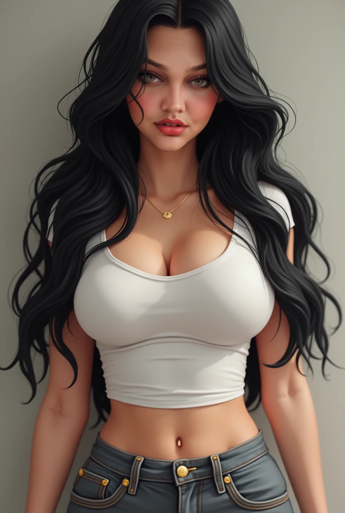 [professional::0.3][intricate:0.3:0.7][digital:0.7]-photography, Ch3ls34Ch4rms , woman, long hair, wearing tight t-shirt[ covering (big:1.2)-breasts:0.2] gigantmastia, picture-perfect