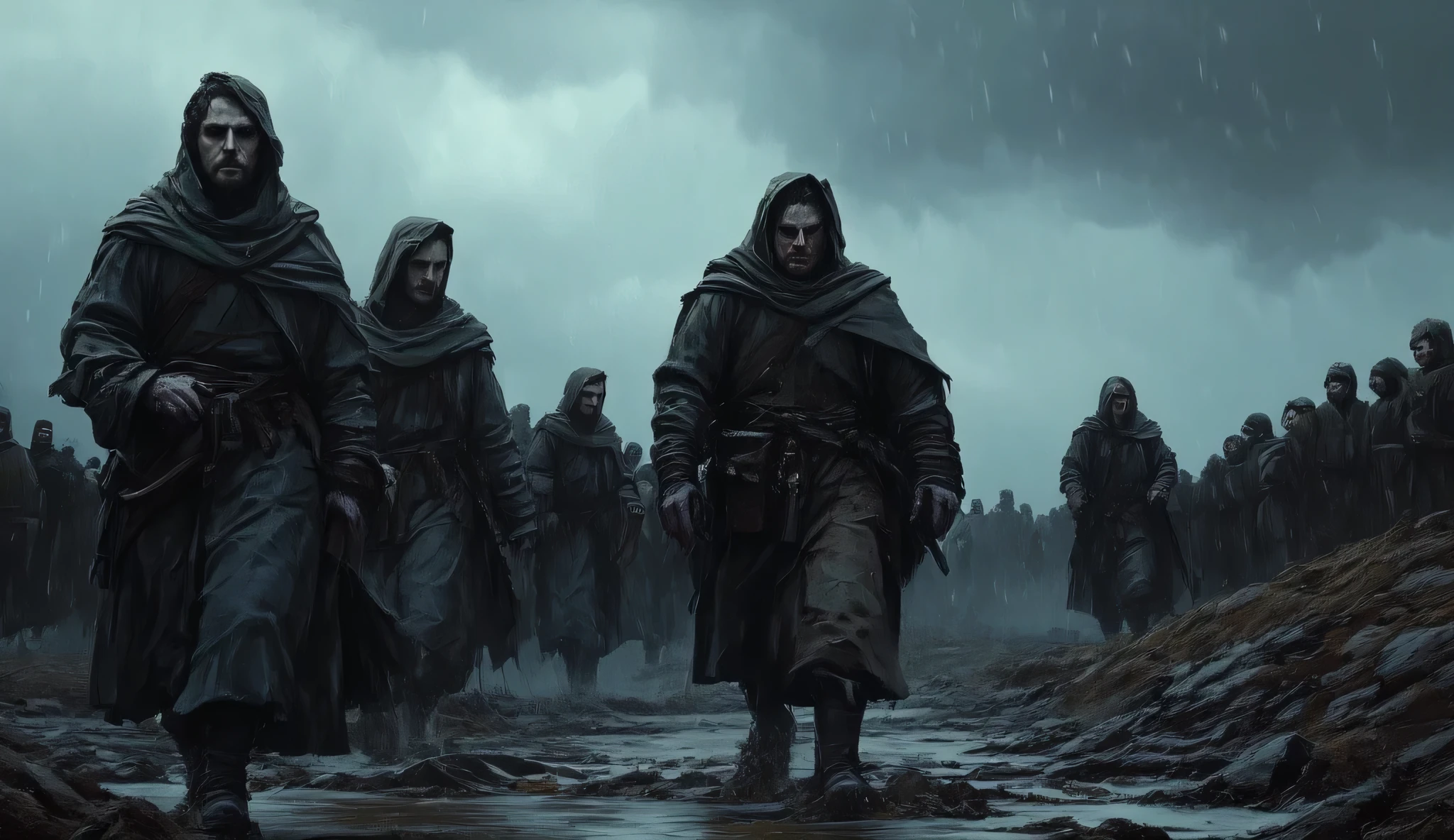 16 Century, sky, hardship, rainning, mud, dark, cloud, 