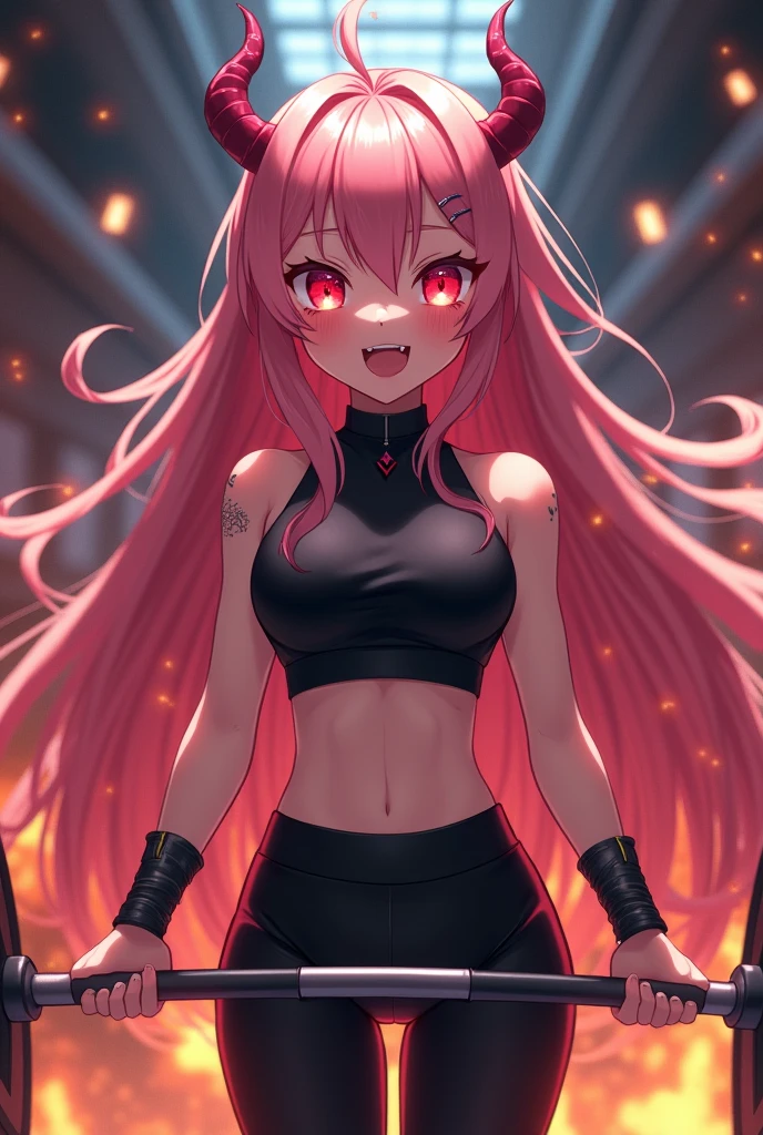 (master piece, best quality, 1 girl, alone, intricate details, chromatic aberration), realistic, yellow eyes, Twintails hair, long hair, pink hair, medium breast, medium ass, smile, Happy, Bobby pins, Choker, ultra detailed, 8K wallpaper, reflection light, Ray tracing, realistic BREAK, Choker, cleavage, cleavage cutout, turtleneck crop top, ripped leg outfit, hands in pockets, yoga pants, against the wall, wall bricks, graffiti, dim lighting, alley