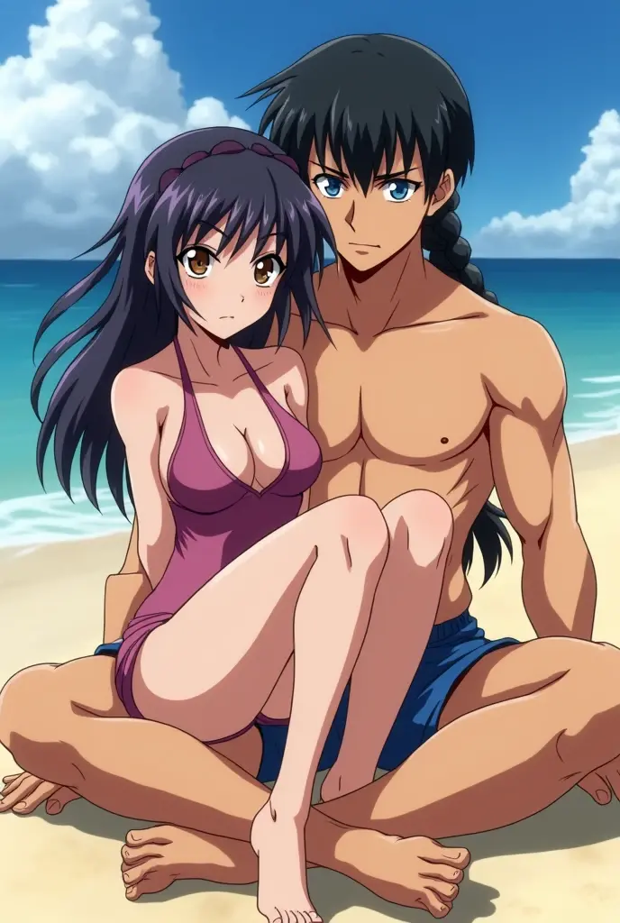Man and girl。Naked girl gets her arm grabbed by a man