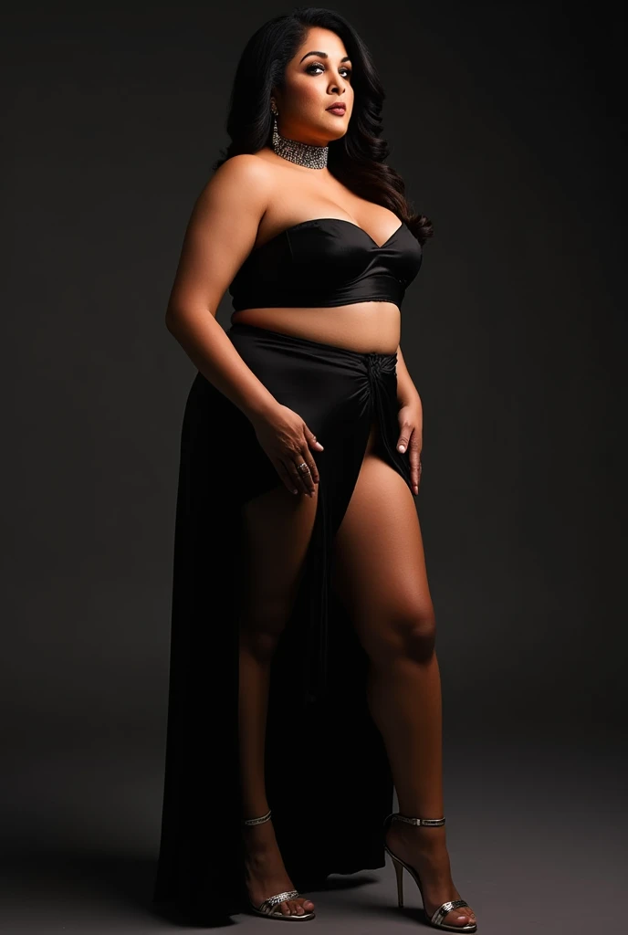 A 35-year-old Indian woman named Savita Bhabhi 35 year old, ((demon)), lurks in the dark old  room, black  magic, old era, ((seductive pose)),its realistic features twisted into an evil grin as it surveys its surroundings. Its full body is clad in an Indian black sexy dress that only adds to its menacing aura, with a blurred background and a bokeh effect to emphasize the serene environment,(((masterpiece))), high quality, realist, best detailed, details, realist skin, skin detailed, very big breasts, underboobs, beautiful posing under a fairy tale of exotic magic, meadows background , bokeh effect , nipple slip , put milk in breast,off shoulder, strapless blouse, slightly chubby hip, ((full body))