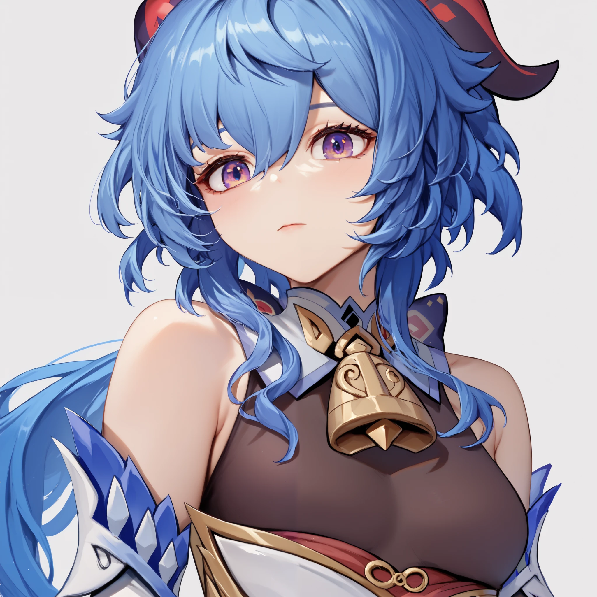 score_9,score_8_up,score_7_up BREAK ganyuSDXL,1girl,long hair,blue hair,purple eyes,ahoge,,low ponytail,,vision (genshin impact),,ganyu (genshin impact) scifi, Gundam, mecha, armor, close up shot, Gundam armor
