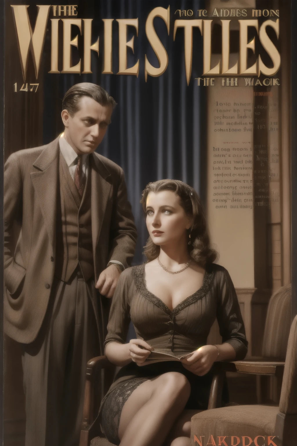Title : "'WEIRD TALES'' , Subtitle: the cheating wife, Mystery Magazine, cover ,1947.