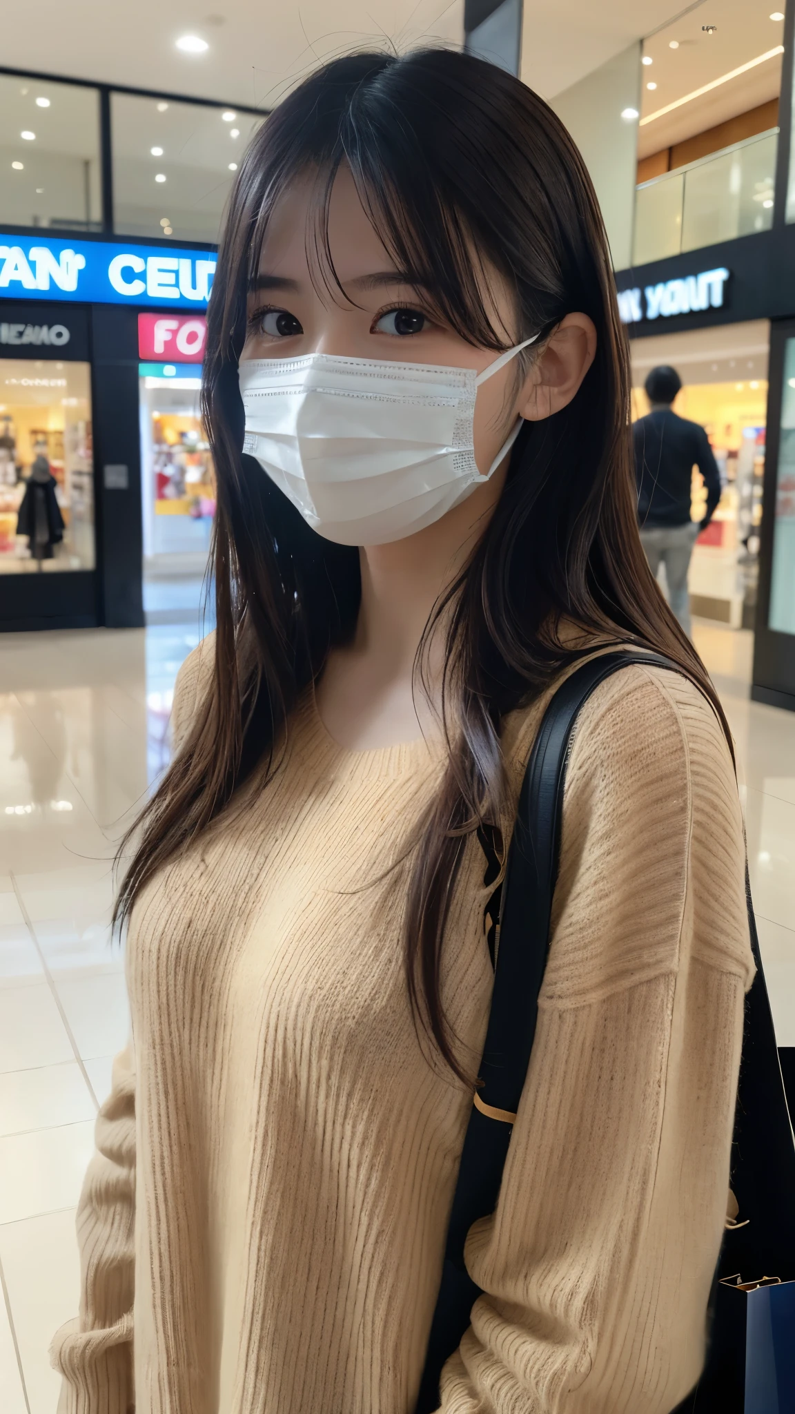 masutepiece, photo realistic,Best Quality, realistic, raw photo,Ultra-detailed, hight resolution, 8K, Beautiful detailed eyes, Women's Fashion Summer,Medium Hair,mid-chest, Bold sexy poses,osaka,full body, 20 years girl, Cute, Sexy shot looking at camera,disposable mask