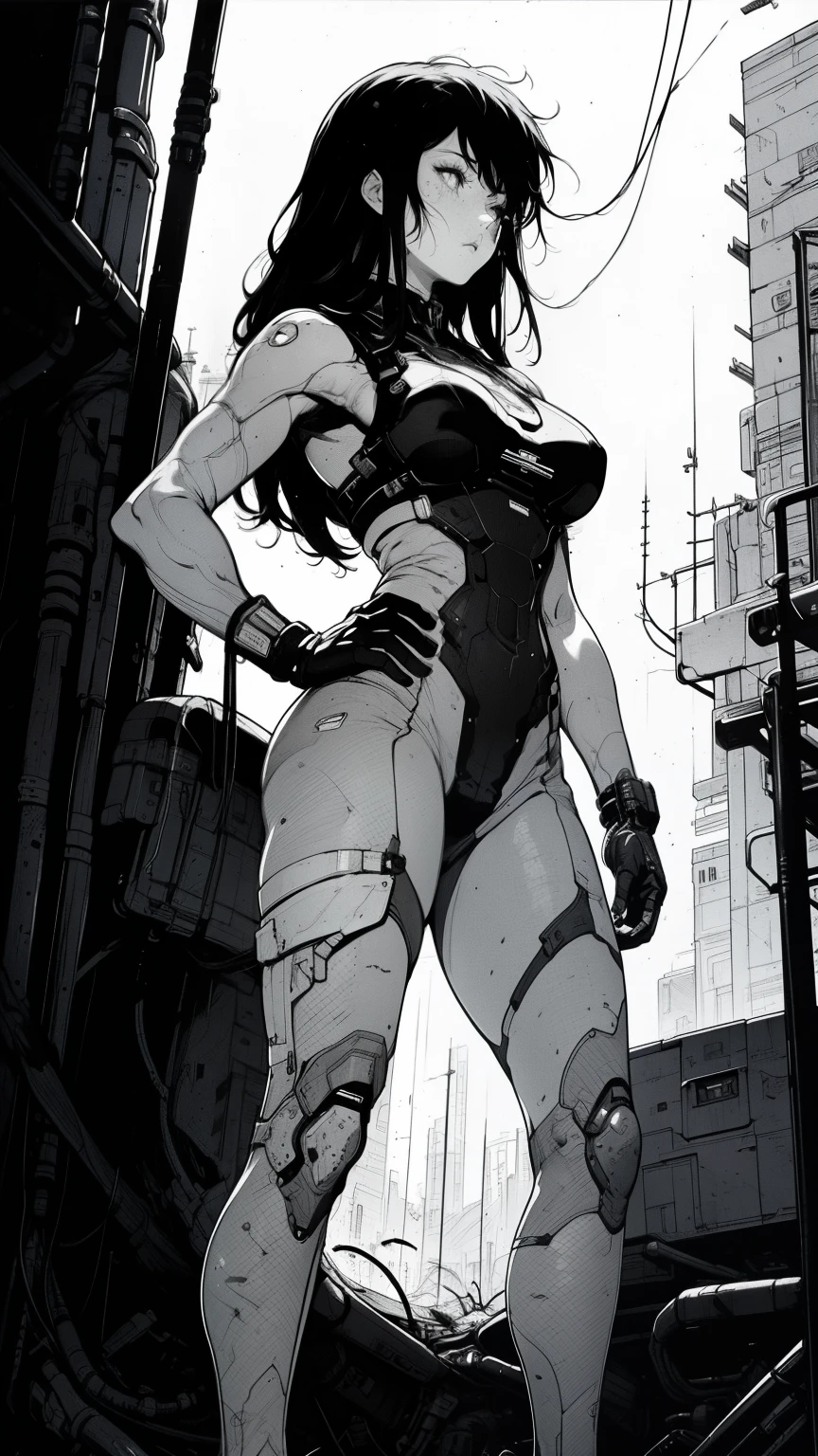Woman alone, European woman, (((wide hips: 1.5))), 8k, absurd res, ((wide eyes: 1.4)), flawless face, girl with a soft body, (crisp black deco style formal business clothing), 1girl, average body, natural body, ((super wide hips: 1.3)), full body image, 1girls, solo, masterpiece, highly detailed, detailed eyes, expressive detailed eyes, pale skin, wide eyed, detailed pupils, realistic skin , blush, some freckles, realistic skin texture, ((small breasts: 1.3)), blushing, super detailed skin, smooth background, analog style, (chin length hair), ((dark hair: 1.5)), deco cyberpunk setting, (broad fat hips), entire head and body image, ((her entire head and body must be in view)), perfect anatomy, anatomically correct, ((pale skin)),