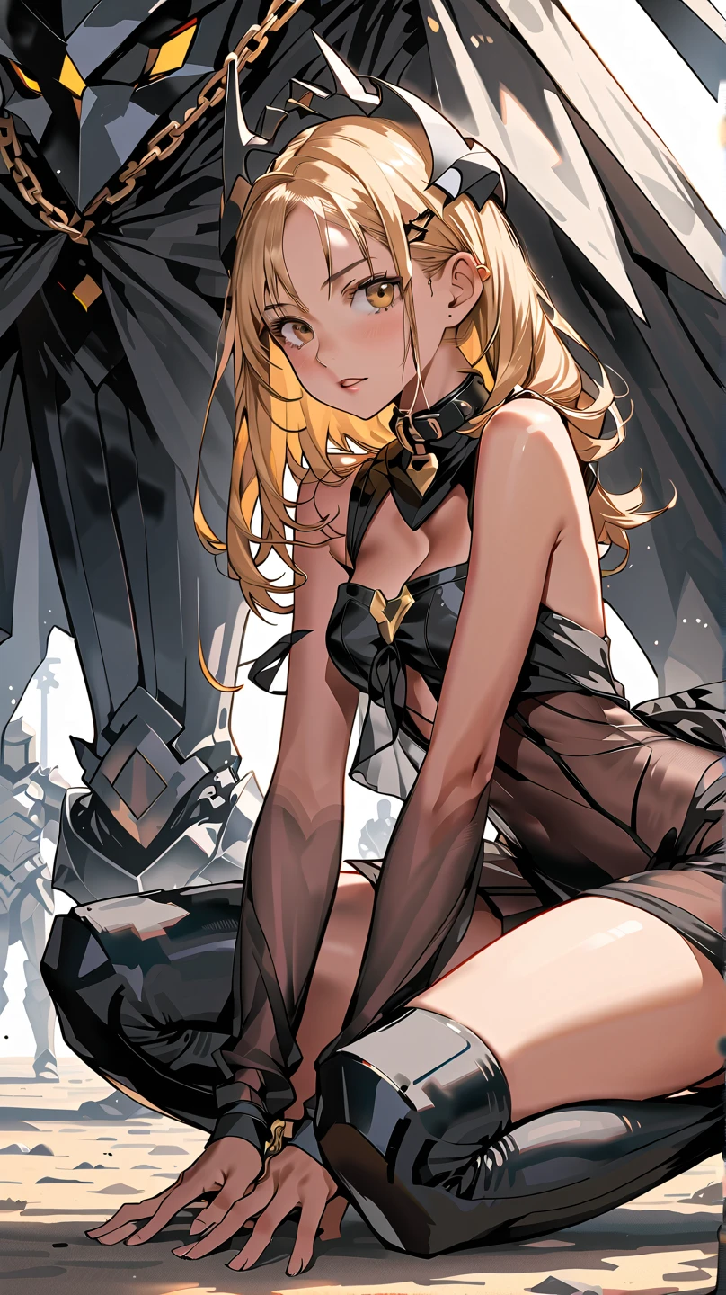(masterpiece, high resolution, best quality), Composition from head to thighs:1.3, upper body focus, A 20-year-old woman，Wearing a large piece of cloth., Blonde hair, Disorganized, Petals Collage, Abstract Design, Art juxtaposition, White background, Mixed media approach, anime style, Simple lines, number,（（Very large breasts）），（（Grooves reveal original skin））