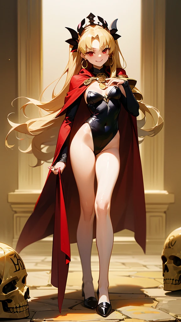 (best quality). (Ultra Detalhado). (1girl), Olhando para o Viewer. (Antecedentes detalhados). belos olhos detalhados. rosto delicado e bonito. (high saturation), seios grandes, droopy breasts, sexy Scarlet Witch costume, full body, long legs, black stockings, big breasts, tiara on a head
