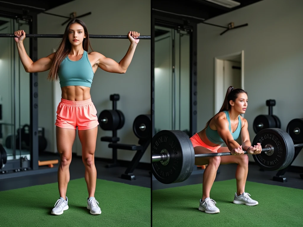 A person in action, such as running or lifting weights, with a smile.