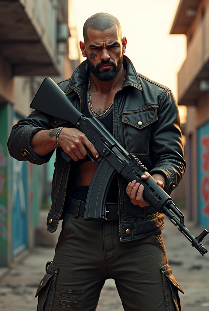 men in market with guns