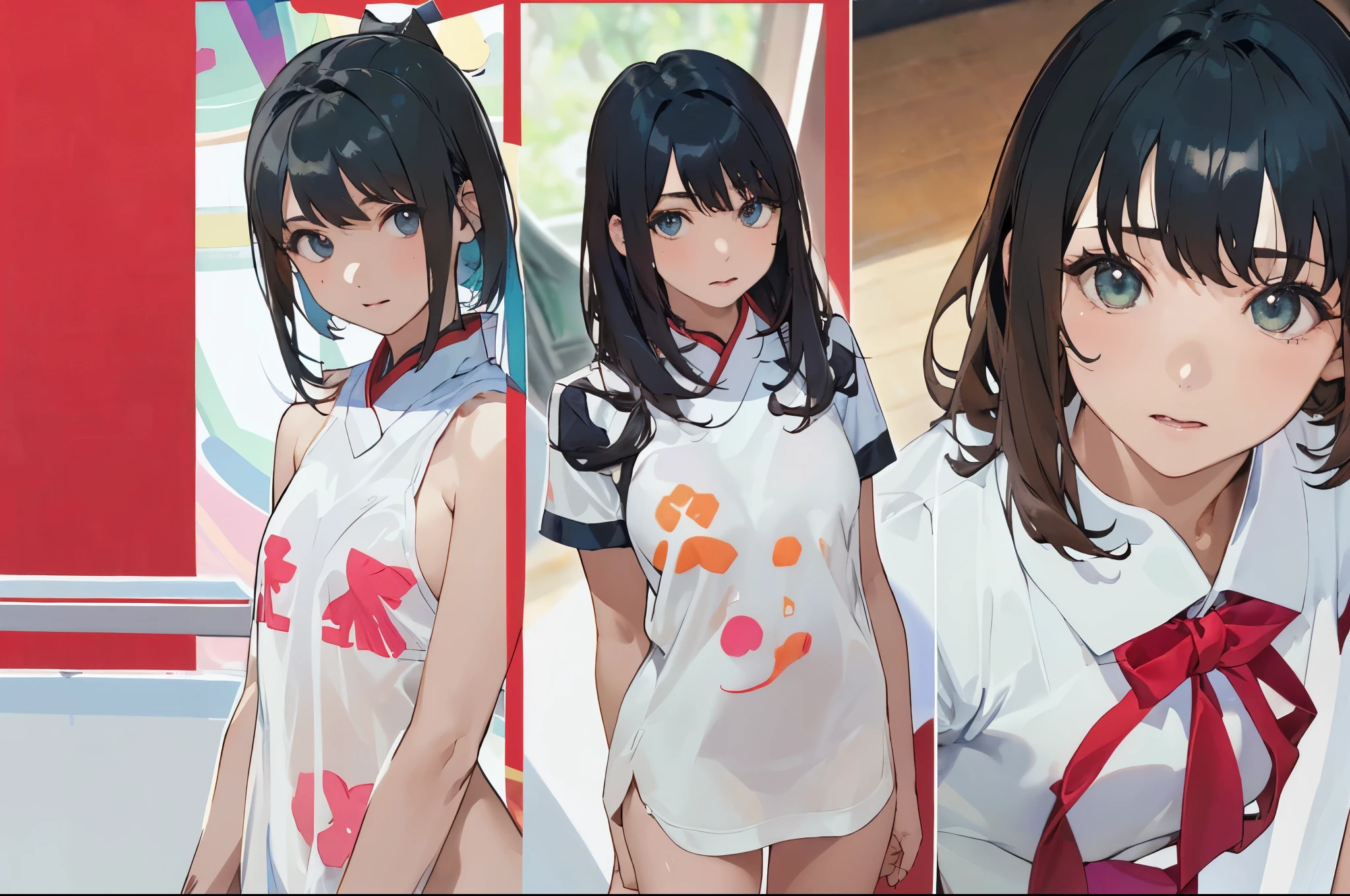 realistic, Painting, 少female, 4K,  masterpiece:1.5, masterpiece:1.5, Best Quality:1.5, Hi-Res:1.5, Perfect Head:1.5, super detailed illustration:1.5, beautiful eyes:1.5, nude:1.5, character concept art:1.5, official art, hyperdetail just for me,  Full of Details ,  high definition exquisite fan art,  clear line, Very clear shading , Clear color , calm color, Deep color, watercolor, (Popular characters, Best character, Supreme character, Popular charactersデザ, Best characterデザ, Supreme characterデザ, Trendy character design, Popular charactersヘアカラー, Popular charactersヘアデザ, 9歳少female, 10歳少female, 11歳少female, 少female, 13歳少female, 14歳male, 15歳少female, ティーン少female, ハイティーン少female, 青年female, female, 成人female, 淑female, 二次性徴期の少female,  puberty,  puberty乳房,  puberty少female,  pubertyギャル, ギャル少female, 日焼け少female, Prisma Illya, Whole body, full body, whole body, Realistic head and torso, Age-appropriate head and body , Character design sheet , multiple views,  three-sided view, front view, side, side view, behind, Behind the View, Full body shot turnaround , same character, Same role,  scene of environmental change , Mr.々Composition, Mr.々Angle,  comparison of clothing and full body nudity , Comparison of full body nudity and full body nudity , Whole bodyの着ている薄い衣服が透けている,  clothing is see-through and total nudity is visible ,  clothing material is see-through and full nudity is visible ,  clothing material is transparent and full nudity is visible ,  girl's age-appropriate crotch can be seen through clothing , 年齢相応のfemale性器が見えている, 年齢相応のfemale性器が透けて見えている, has realistic uterine shaped pimples on her skin at the location of the uterus in her lower abdomen), ((全身の立ち姿勢でWhole bodyを見せている, The upper body is bent in a standing position with the whole body, 上体をのけ反らせて腋を見せてsquatting, I'm showing my armpits in a standing position with my whole body ,  Standing position all over the body slightly armpits showing armpits , 腋を見せたSexy Poses, 両腕を上げて腋を見せたSexy Poses, 上体をのけ反らせて腋を見せてしゃがんだSexy Poses,  standing position with the upper body slightly raised to look up at the top , Age-appropriate realistic buttocks, Butt line , スポーティなButt line , 引き締まったButt line , behindからの全身を斜め下から見上げたButt line , behindからの全身を斜め下から見上げた引き締まったButt line , behindからの全身を斜め下から見上げたスポーティなButt line ,  back line , 最高の back line , Waist line , 最高のWaist line , Pelvic line , 最高のPelvic line , 引き締まったPelvic line , curvy beauty, curvy beauty少female, Groin, 最高のGroin,  showing the body, Lift up the , toned body, appeal to abs, Appealing your armpits,  Poses showing armpits , 腋を見せたSexy Poses)), Natural Gestures 　自然 Poses 　Cute gestures　cute pose　Mr.々 Poses 　Cool pose　 aggressive pose　 Action Pose 　Sexy Poses　A picture perfect pose　Popular Poses 　 Beautiful Poses 　Healthy Body　健康的 Poses 　smile　愛らしいsmile　最高のsmile　屈託のないsmile　Baby face　 cute expression　A rich expression　adorable expression　 ish expression　Soft Expressions　Angel Neighborhood　Little Devil　Little Devil的　idol　idolの制服　ジュニアidol　female子学生の夏服　処female　ignorance　 clear　 pure 　Obedient　 sexual goodness theory 　Closeness　Evil free　Emotional　open　aggressive　sensual　 charming　Passionate　Emotional　Bold　Fan　Shameless　fine　Cheerful　Active　active　躍動感　 playful gesture　Friendly gestures　playful 　I miss you　 enjoy　is delighted　Happy 　 is inviting to have sex　The well-liked 　Loved　elegant　stylish fashion　 pubertyのファッション　fantasy　fantasy制服　fantasy衣装　noble　noble制服　upper class　upper class制服　Vtuber　人気Vtuber　セクシーVtuber　 cosplayer　人気 cosplayer　セクシー cosplayer　 positive for home　sensitive　succubus　 female 　Pastoral　bright vibe　Cyberpunk　 fan service　It's fan service　(((1枚だけのWhole bodyのアップシーン　 arms outstretched 　arms extended diagonally behind　Both armpits are widened　squatting)))　(Dance performance　Dancer　Dancing beautifully　Are Dancing Hard)　 History　 sacred　Priesthood　巫female　魔法少female　魔法少femaleの制服　 puberty少femaleの日焼け跡　 swimsuit sunburn marks　Mr.々I'm wearing an accessory 　Wears a lot of decorations　Bright decoration　 Thin black tights that fit the whole body are transparent