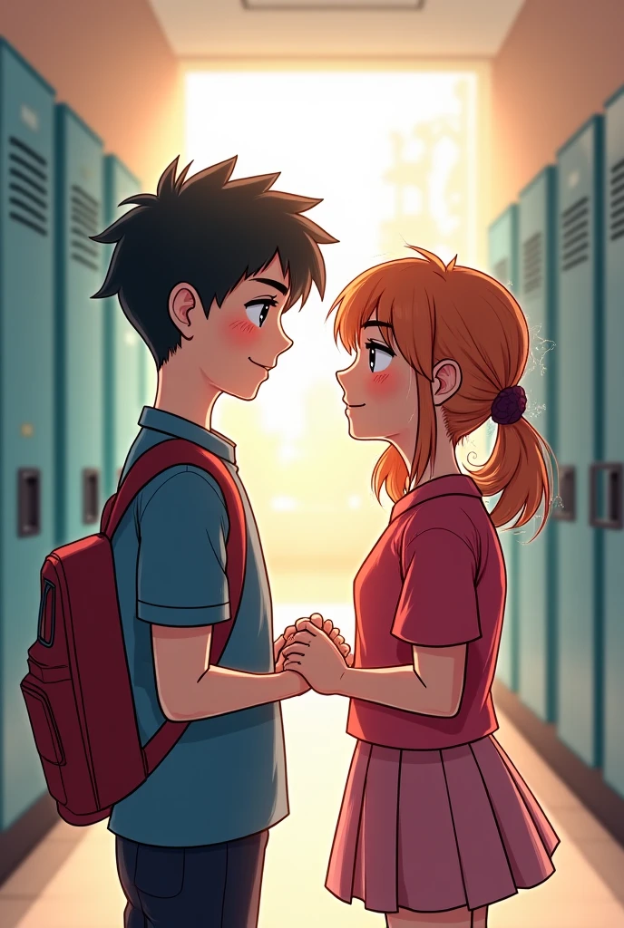 masterpiece, Highest quality, High resolution, Boy and girl student \(style\),、holding hands infront of school blackboard
