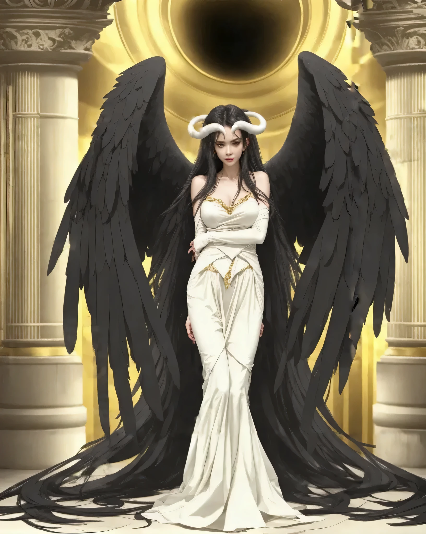 Metal sculpture, goddess statue, metallic texture, shining, profound feeling, religious statue, wish, whispers of angels and demons,