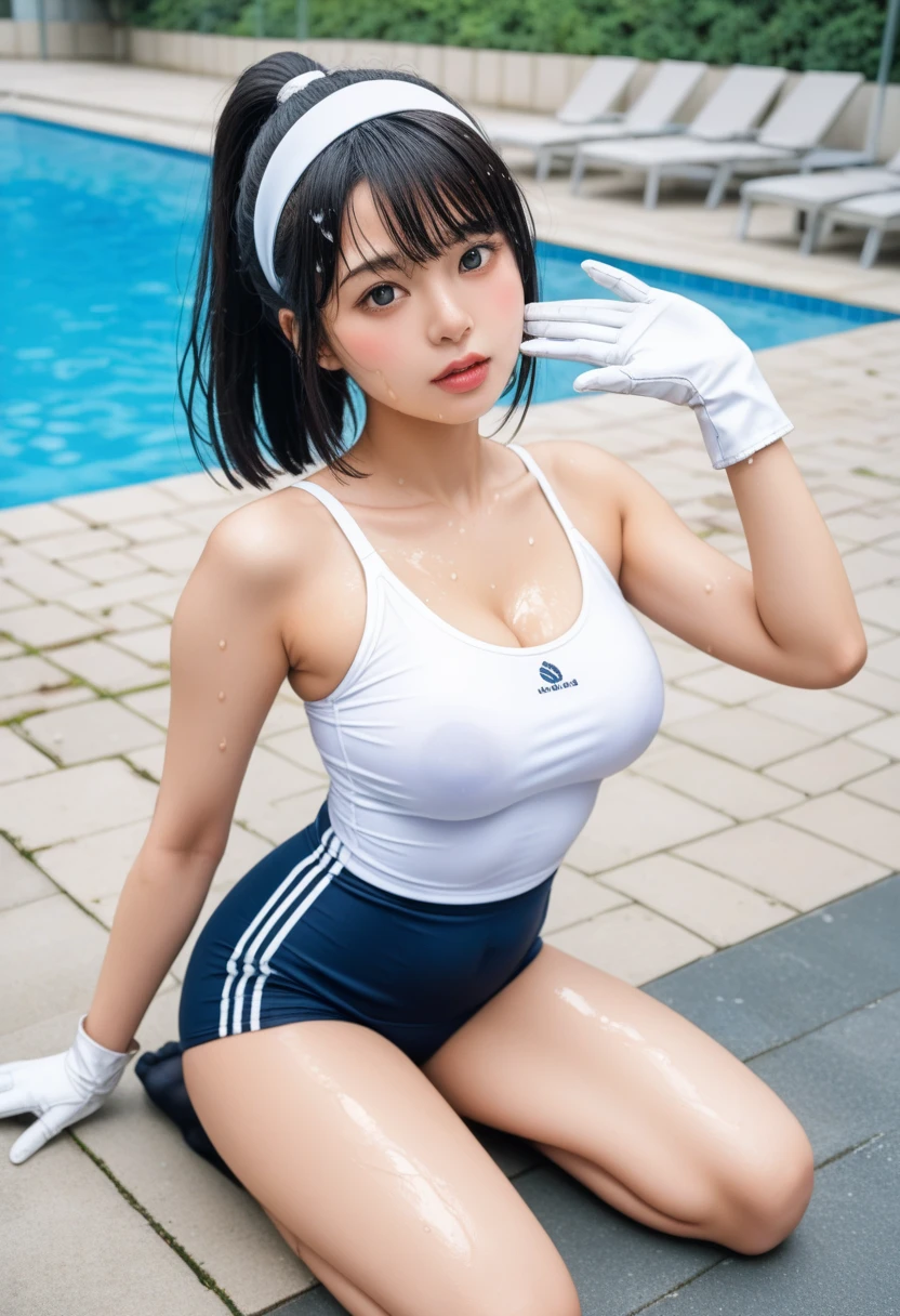 (best quality, detailed), ((cute)),((loli)), 1girl, (big breasts),pay attention to the chest, orgasm,(gym uniform),(realistic),student,wet,baby face,wet, , pov, looking at viewer, (spread legs),vagina sex,vagina in penis,(cum on breasts),(penis),1boy,breasts focus,black hair,on back,,((vulgarity)),lift shirt,bra